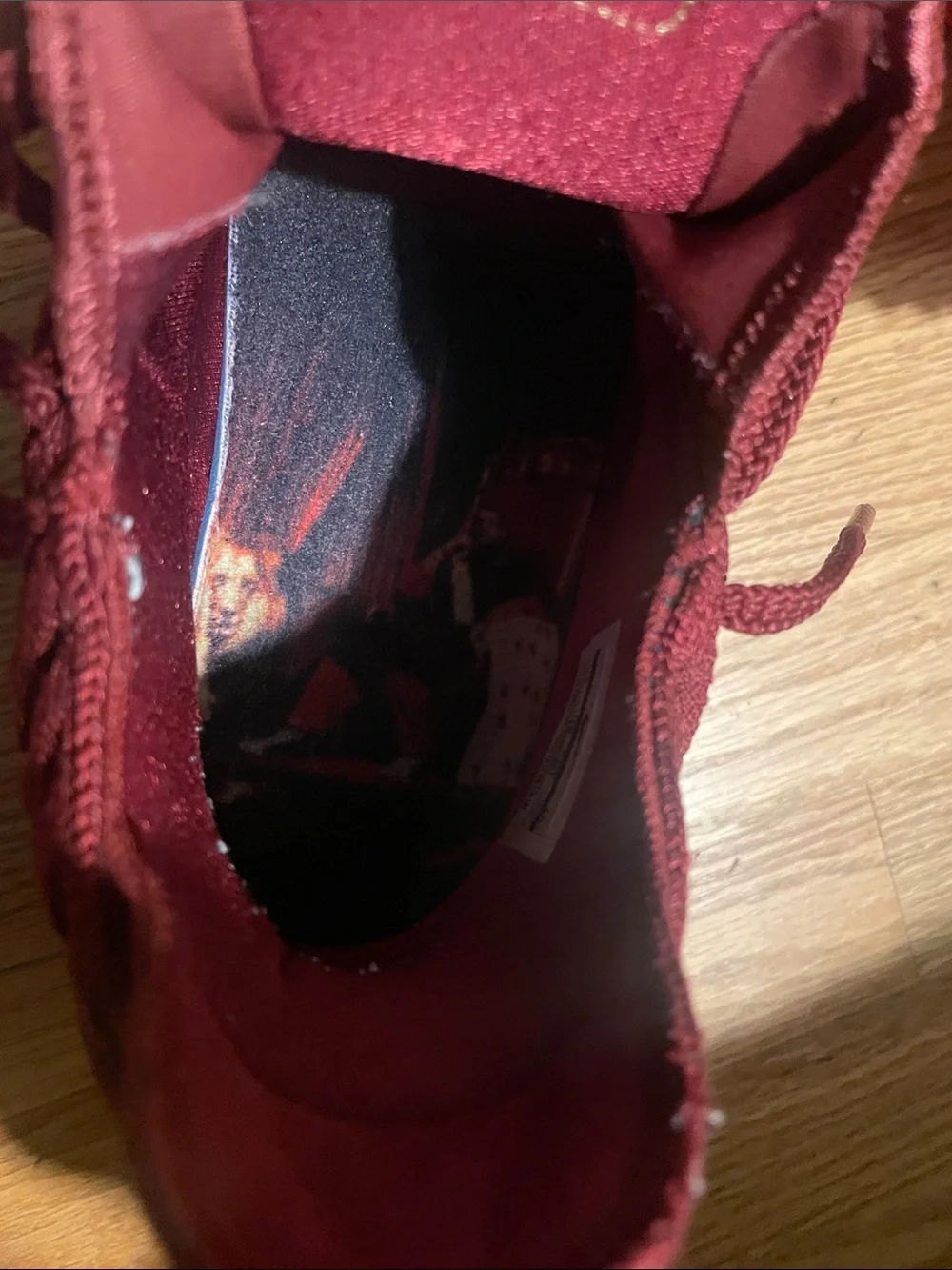 Men's Burgundy Athletic Sneakers - LeBron James with Cheetah print. (Rare)